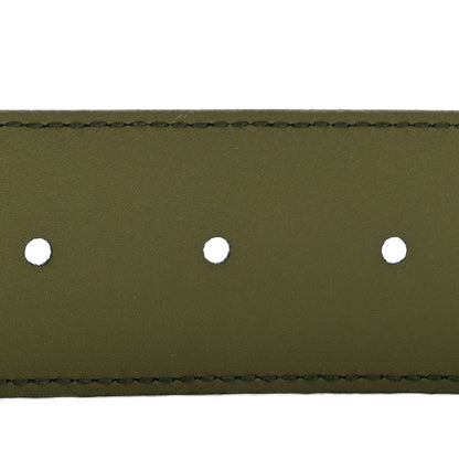 Gucci Azalea Calfskin Enamel Monochrome Double G 40mm Belt 75 30 Military Wood 4 of 5