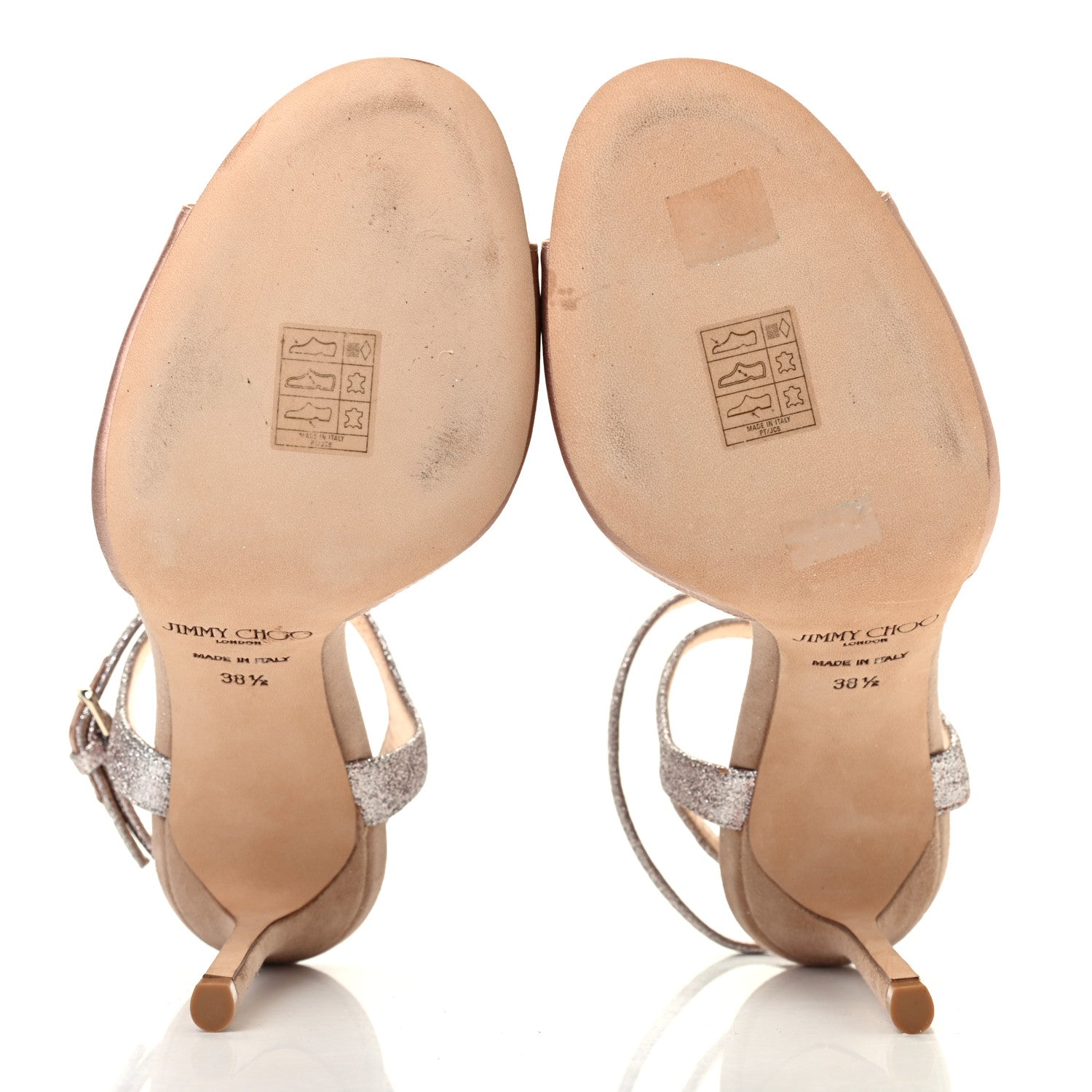 Jimmy Choo Satin Glitter Helen 100 Sandals 38.5 Antique Rose 5 of 6