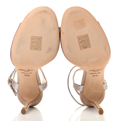 Jimmy Choo Satin Glitter Helen 100 Sandals 38.5 Antique Rose 5 of 6
