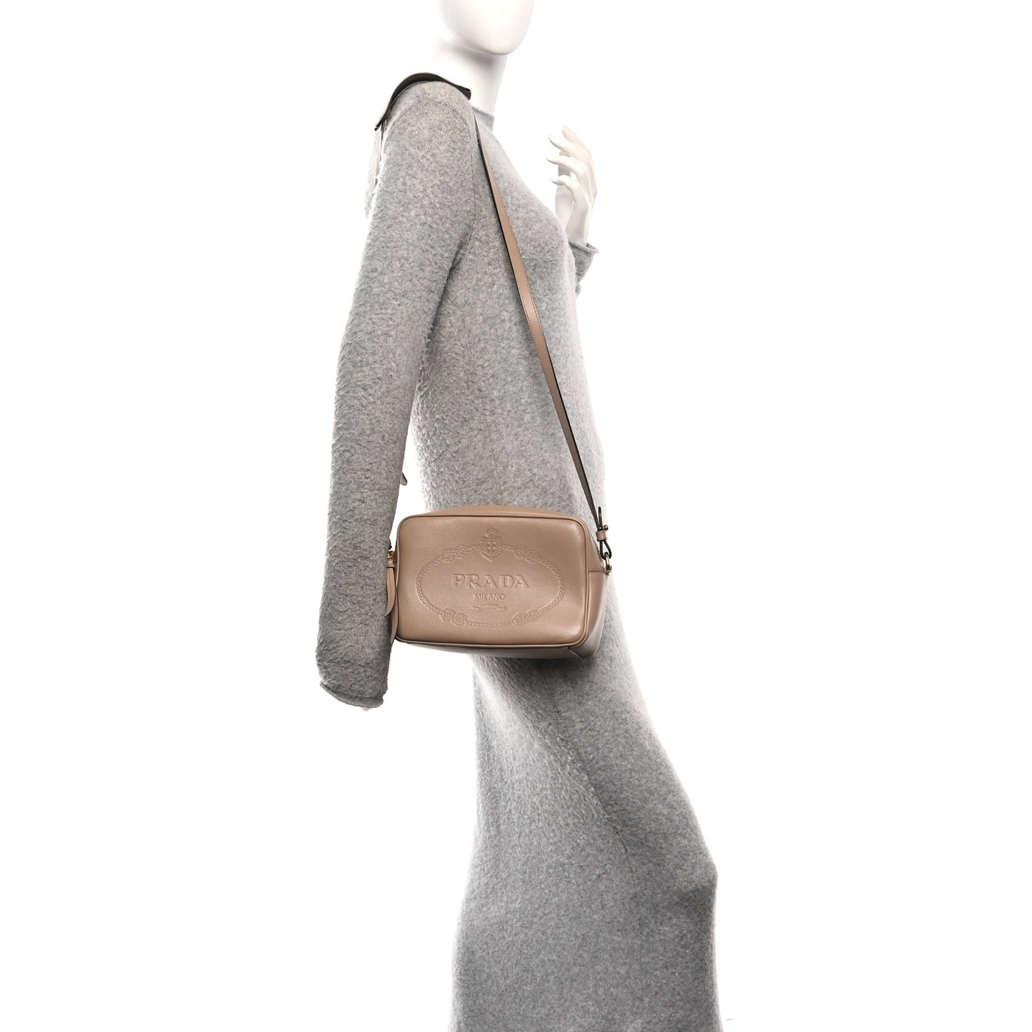 Glace Calfskin Embossed Logo Crossbody Cammeo