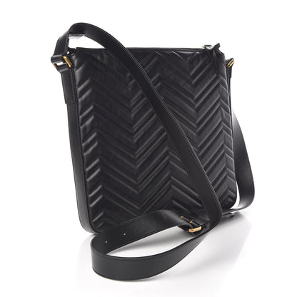 Gucci Calfskin Matelasse GG Marmont Flat Messenger Bag Black 3 of 13