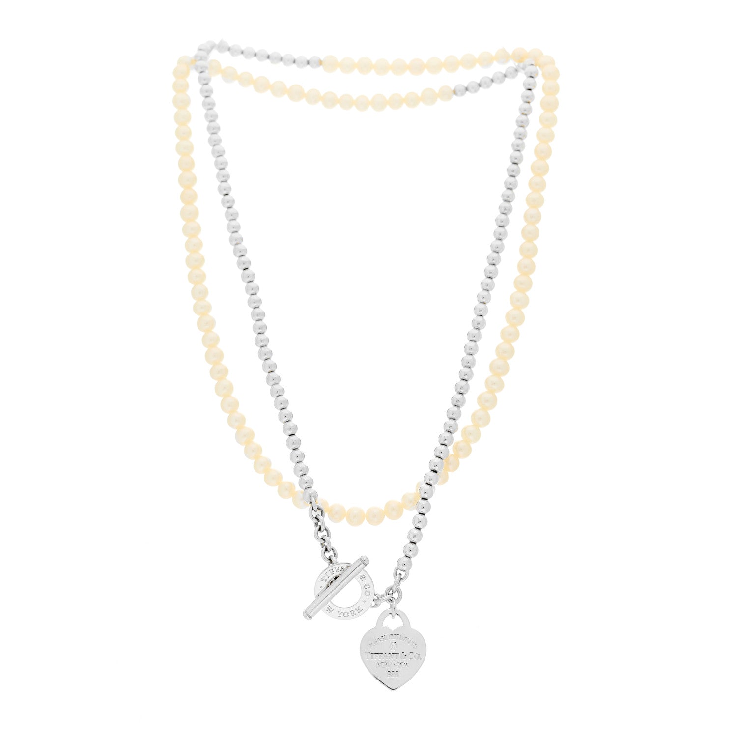 Tiffany Sterling Silver Diamond Cultured Pearl Return to Tiffany Wrap Necklace 3 of 5