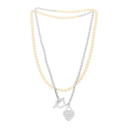 Tiffany Sterling Silver Diamond Cultured Pearl Return to Tiffany Wrap Necklace 3 of 5