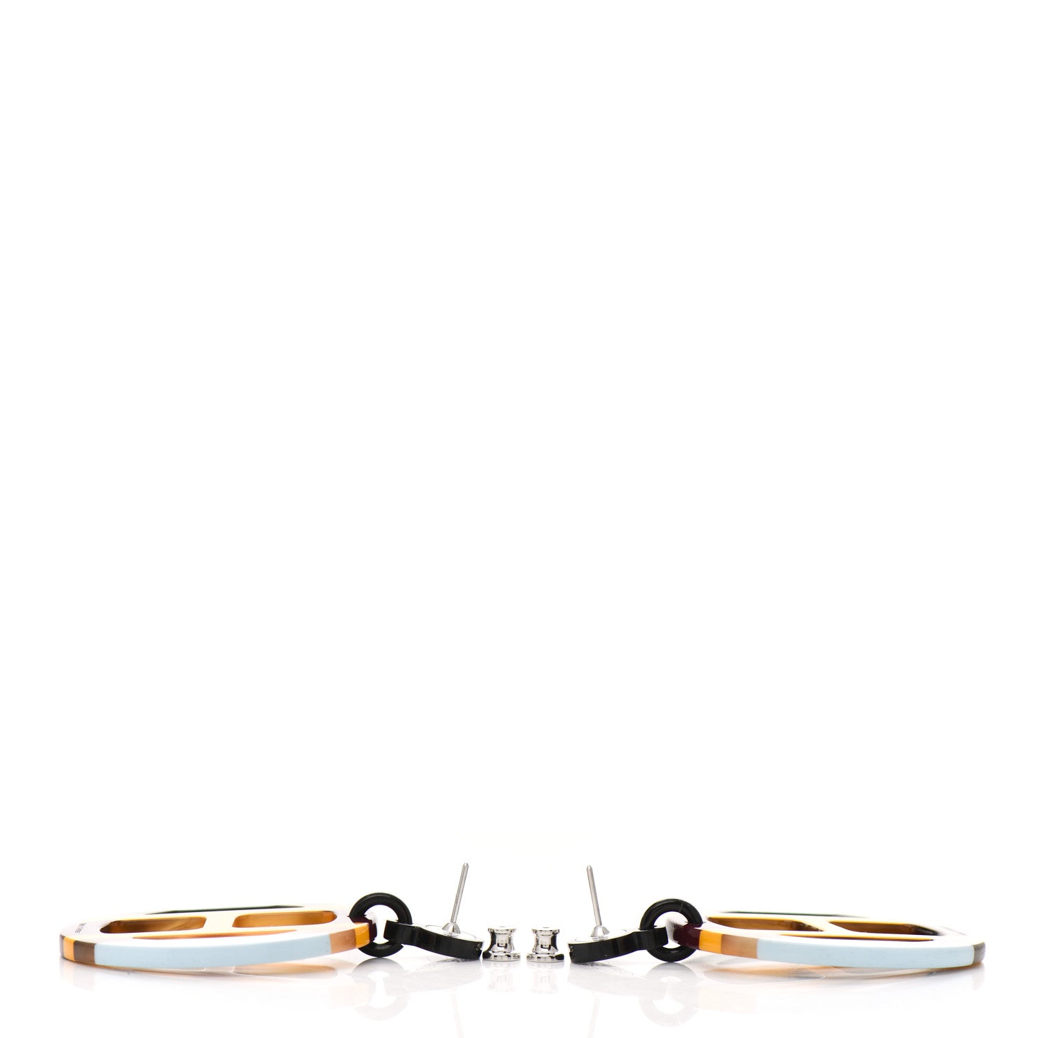 Hermes Lacquered Horn H Equipe Earrings Polaire 5 of 5