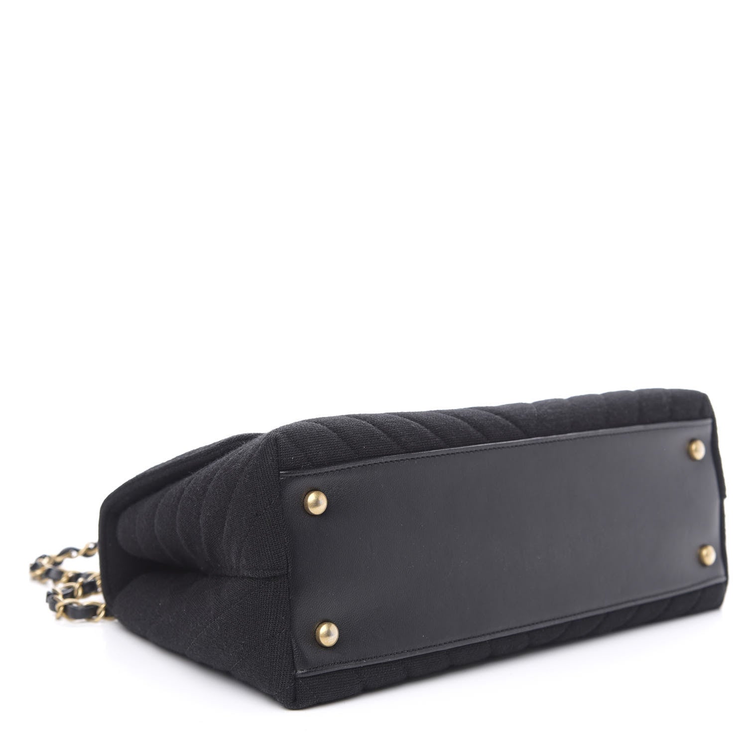 Chanel Jersey Chevron Quilted Small Coco Handle Flap Black 4 of 12