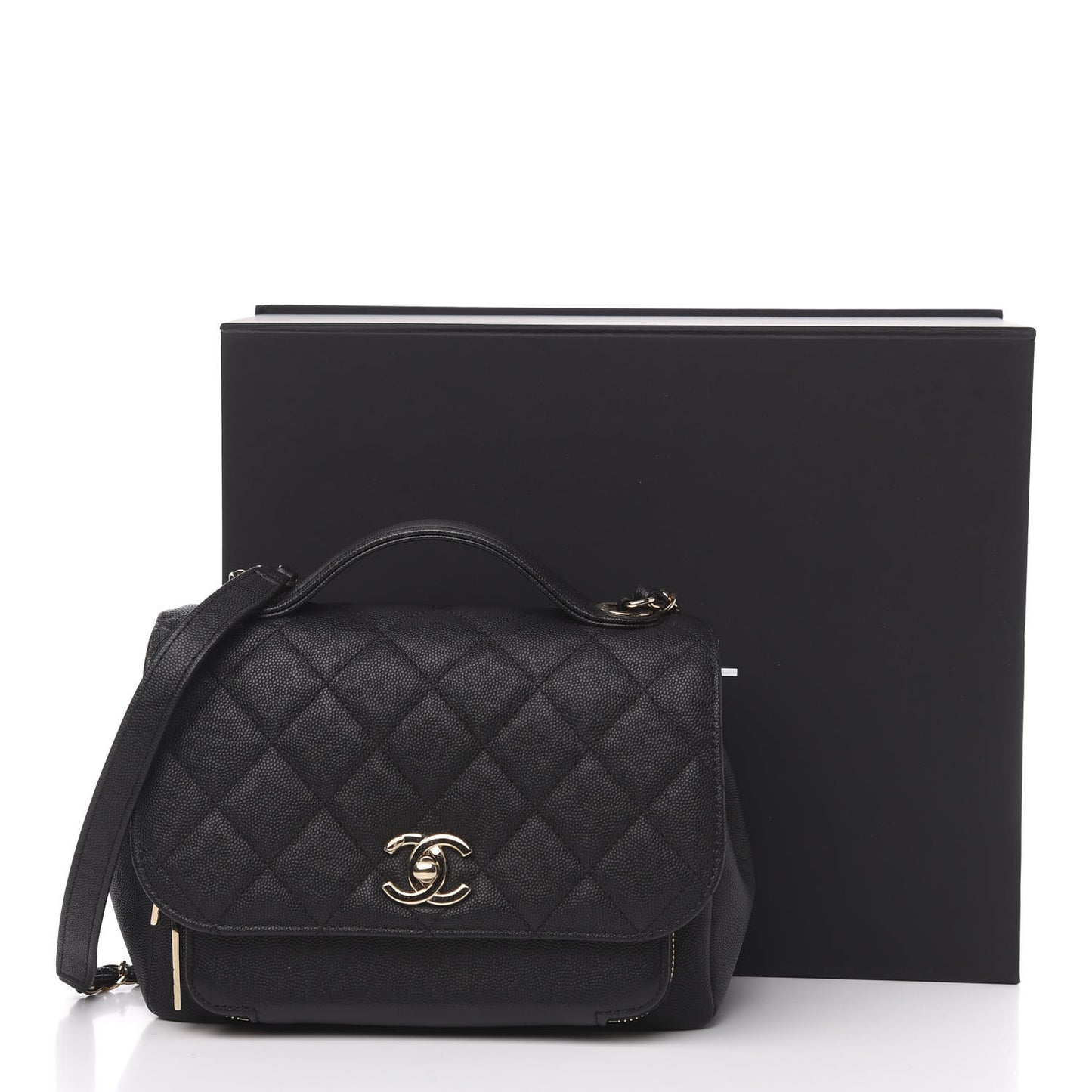 Caviar Quilted Medium Business Affinity Flap Black