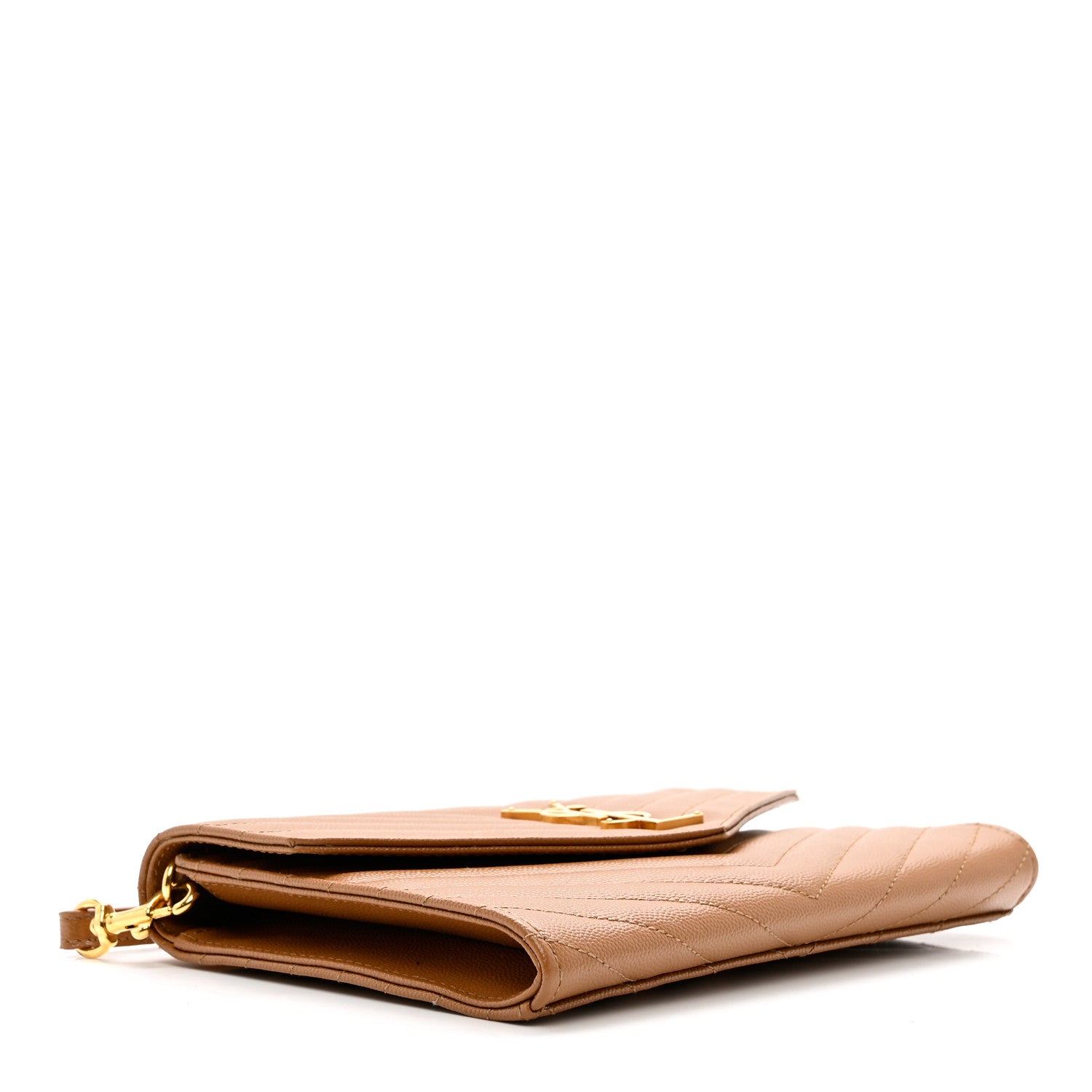 Saint Laurent Grain De Poudre Matelasse Chevron Monogram Cassandre Flap Pouch Natural Dark 3 of 9