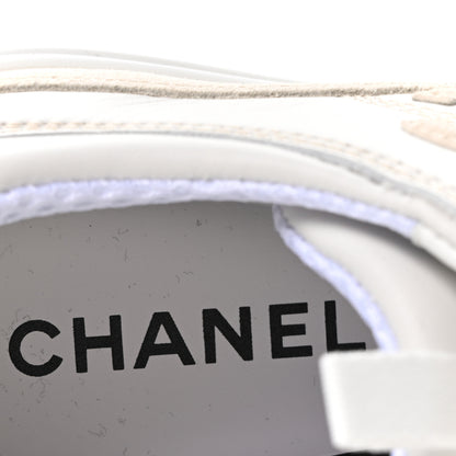 Chanel Calfskin Suede CC Sneakers 37.5 White 8 of 9