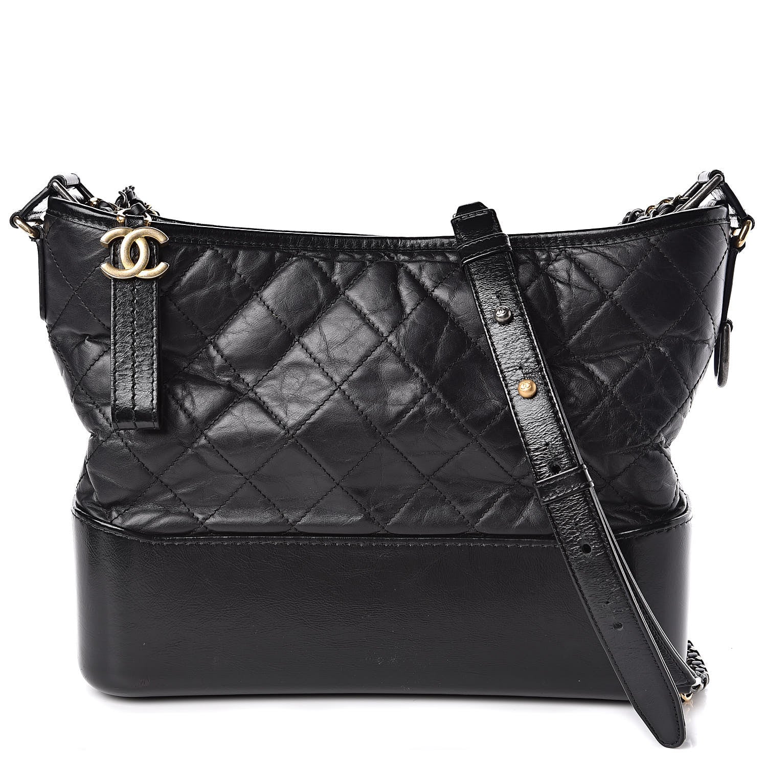 Chanel Aged Calfskin Quilted Medium Gabrielle Hobo Black 1 of 11