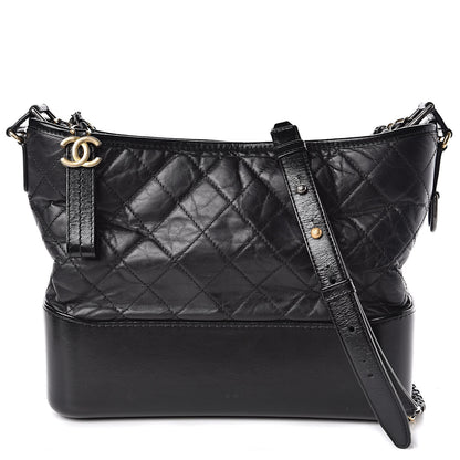 Chanel Aged Calfskin Quilted Medium Gabrielle Hobo Black 1 of 11