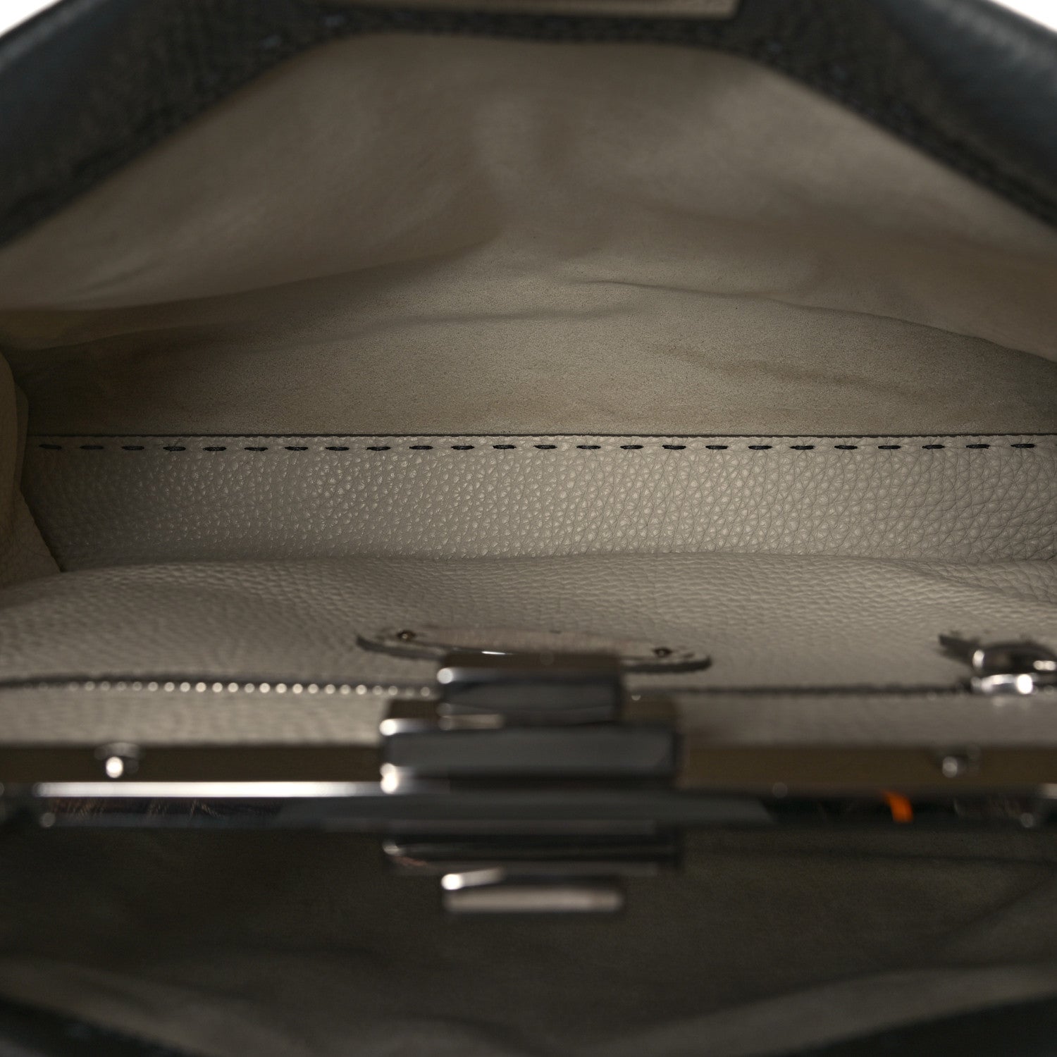 Fendi Cuoio Romano Selleria Bi-Color Medium Peekaboo Iconic Satchel Asfalto Latte 6 of 10