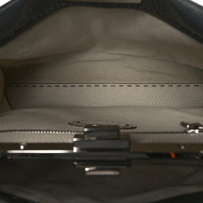 Fendi Cuoio Romano Selleria Bi-Color Medium Peekaboo Iconic Satchel Asfalto Latte 6 of 10