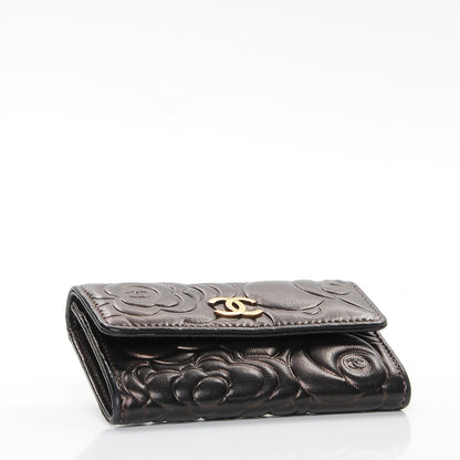 Chanel Metallic Lambskin Camellia Embossed Card Holder Brown 4 of 9