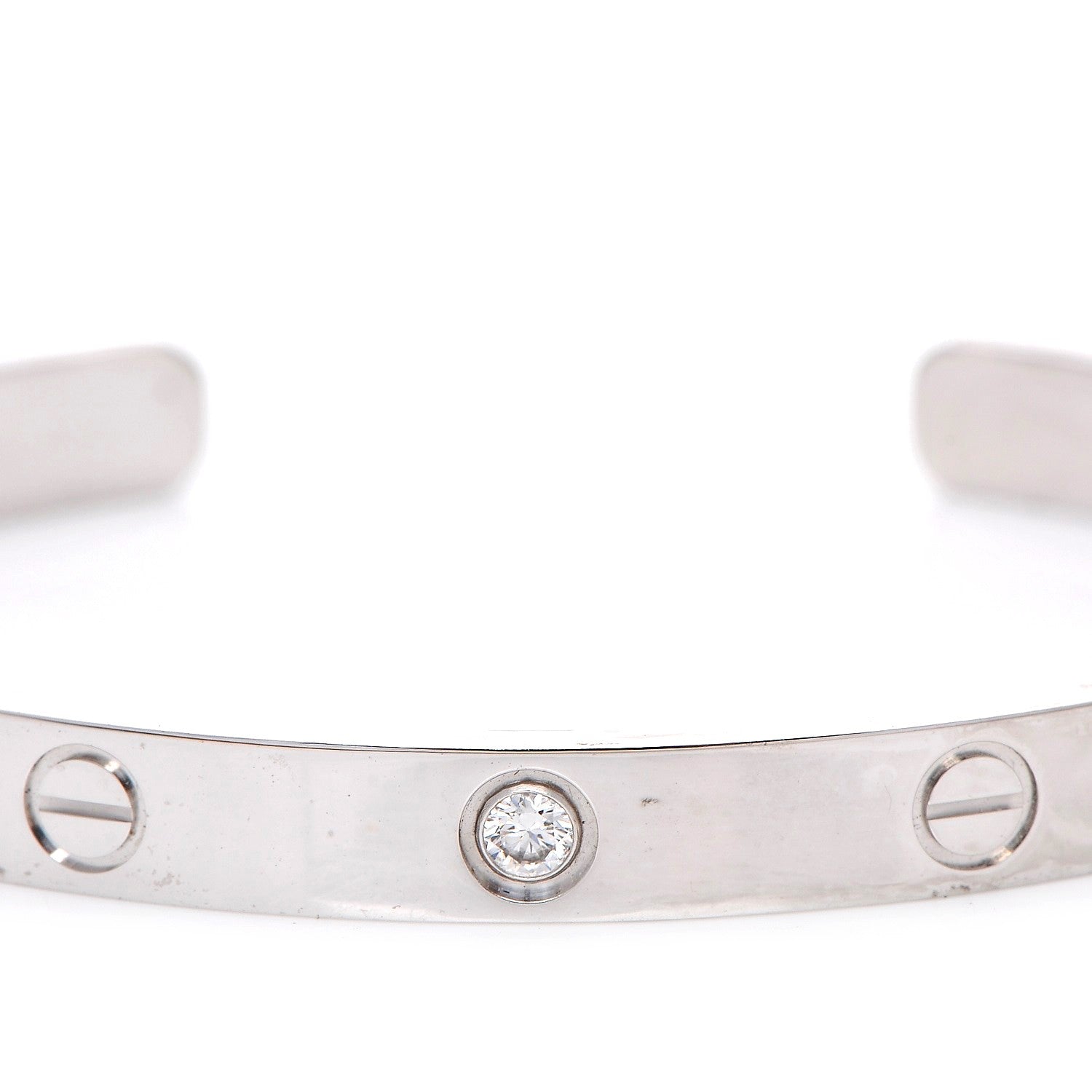 Cartier 18K White Gold 1 Diamond LOVE Cuff Bracelet 18 4 of 5