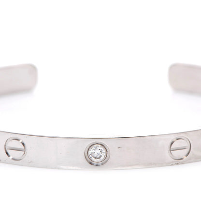 Cartier 18K White Gold 1 Diamond LOVE Cuff Bracelet 18 4 of 5
