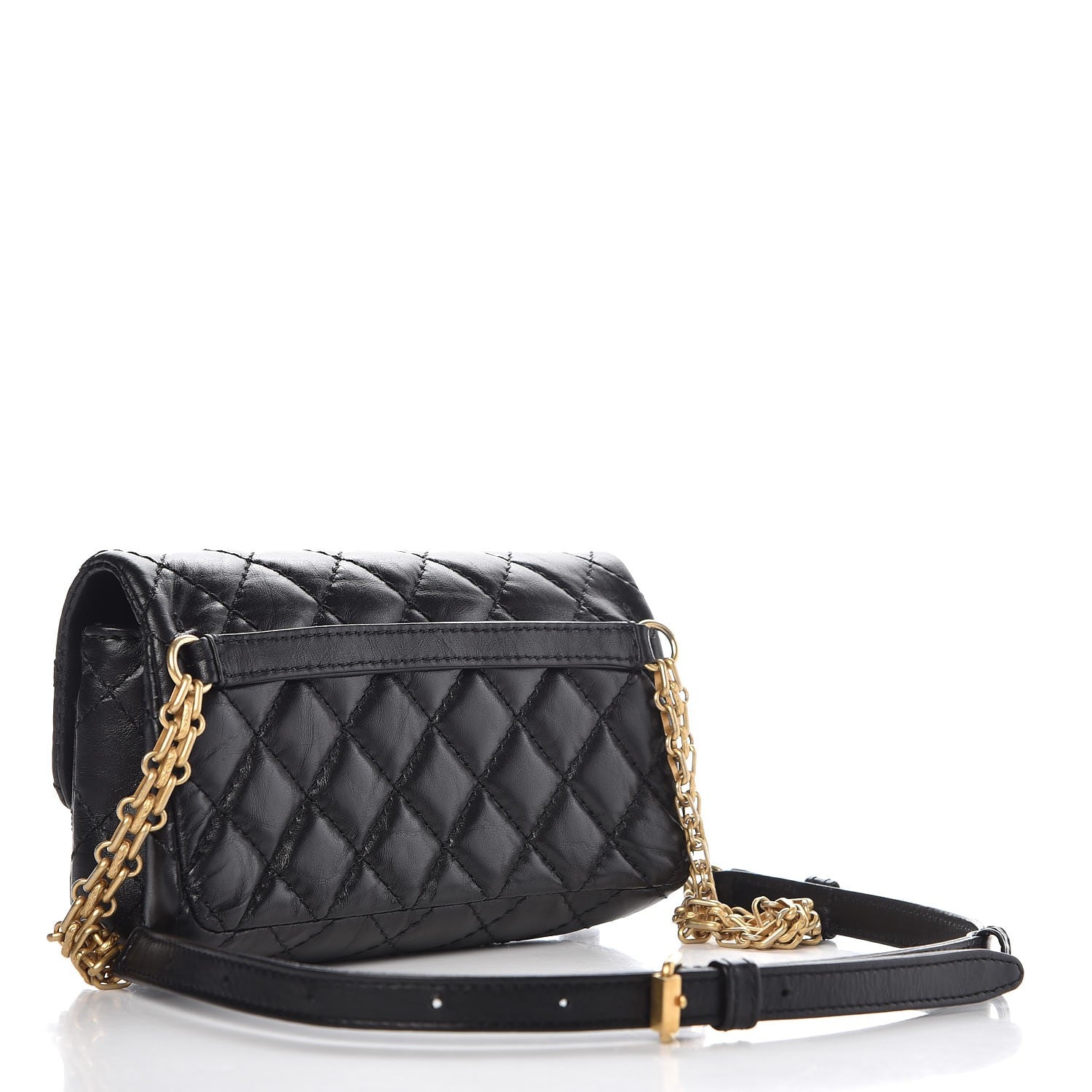 Chanel Aged Calfskin Quilted 2.55 Reissue Chain Waist Bag Black 3 of 8