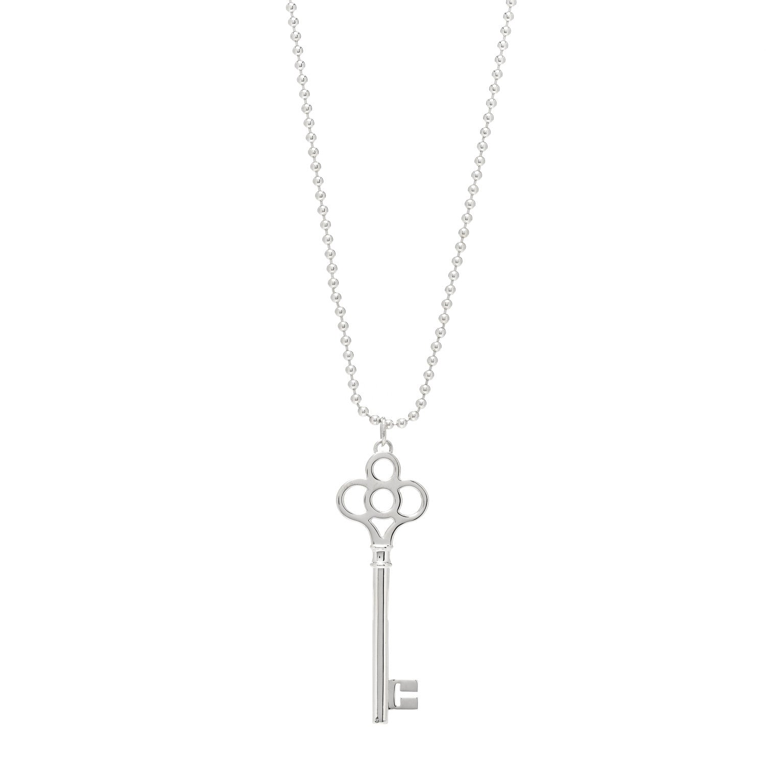 Tiffany Sterling Silver Large Crown Key Pendant Necklace 1 of 4