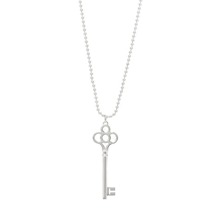 Tiffany Sterling Silver Large Crown Key Pendant Necklace 1 of 4