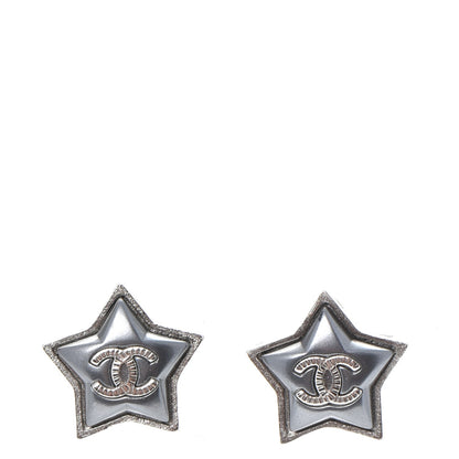 Chanel Resin Metal CC Star Earrings Silver 1 of 7