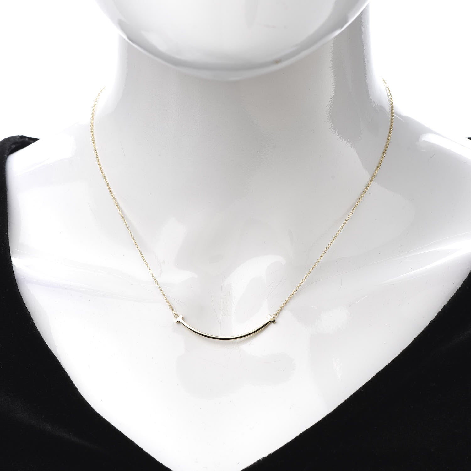 Tiffany 18K Yellow Gold Small T Smile Pendant Necklace 2 of 4