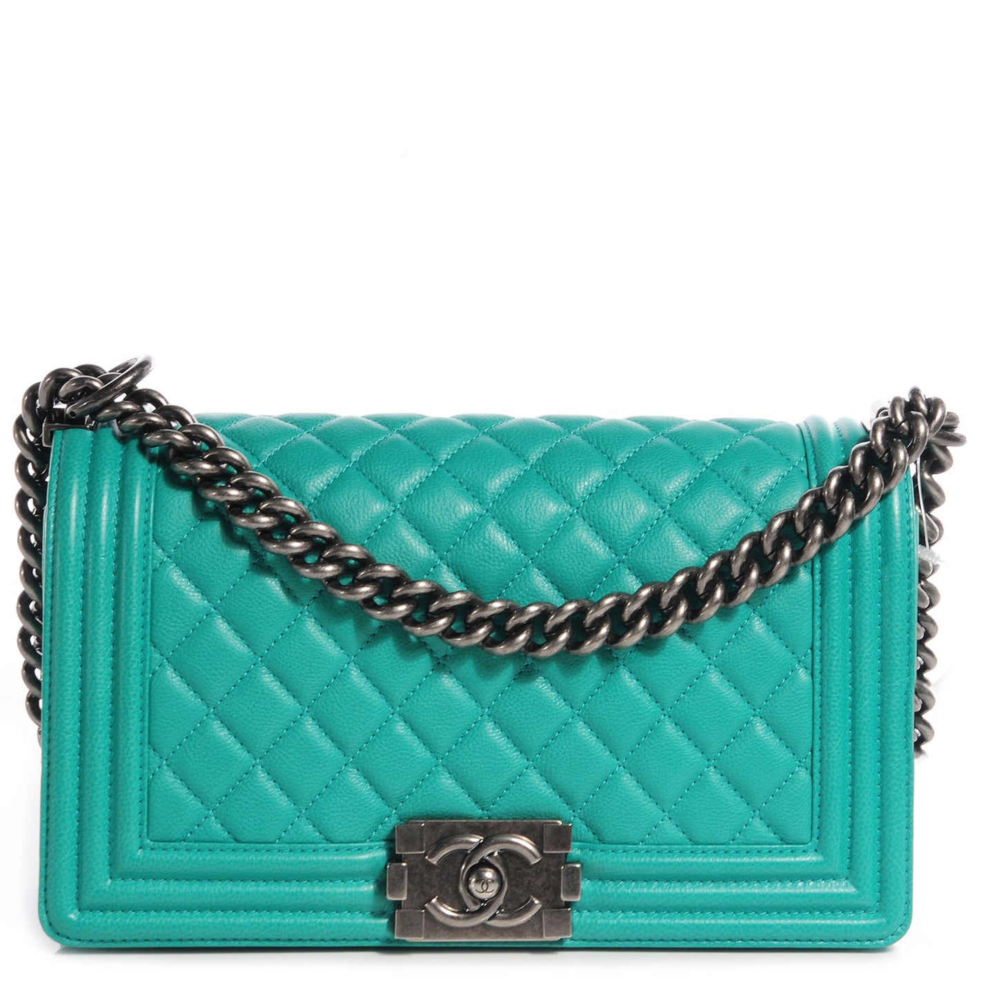 Lambskin Quilted Medium Boy Flap Menthe