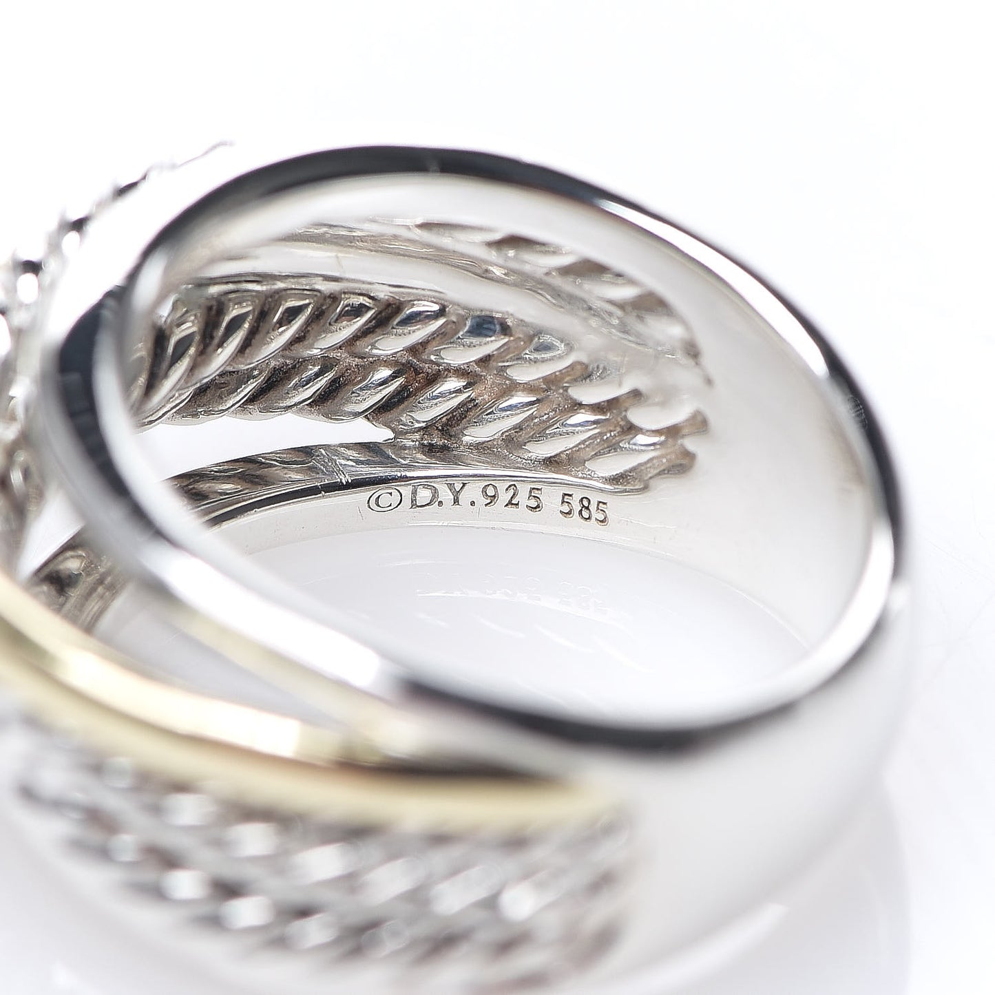 Sterling Silver 14K Yellow Gold Narrow Crossover Ring 59 8.75