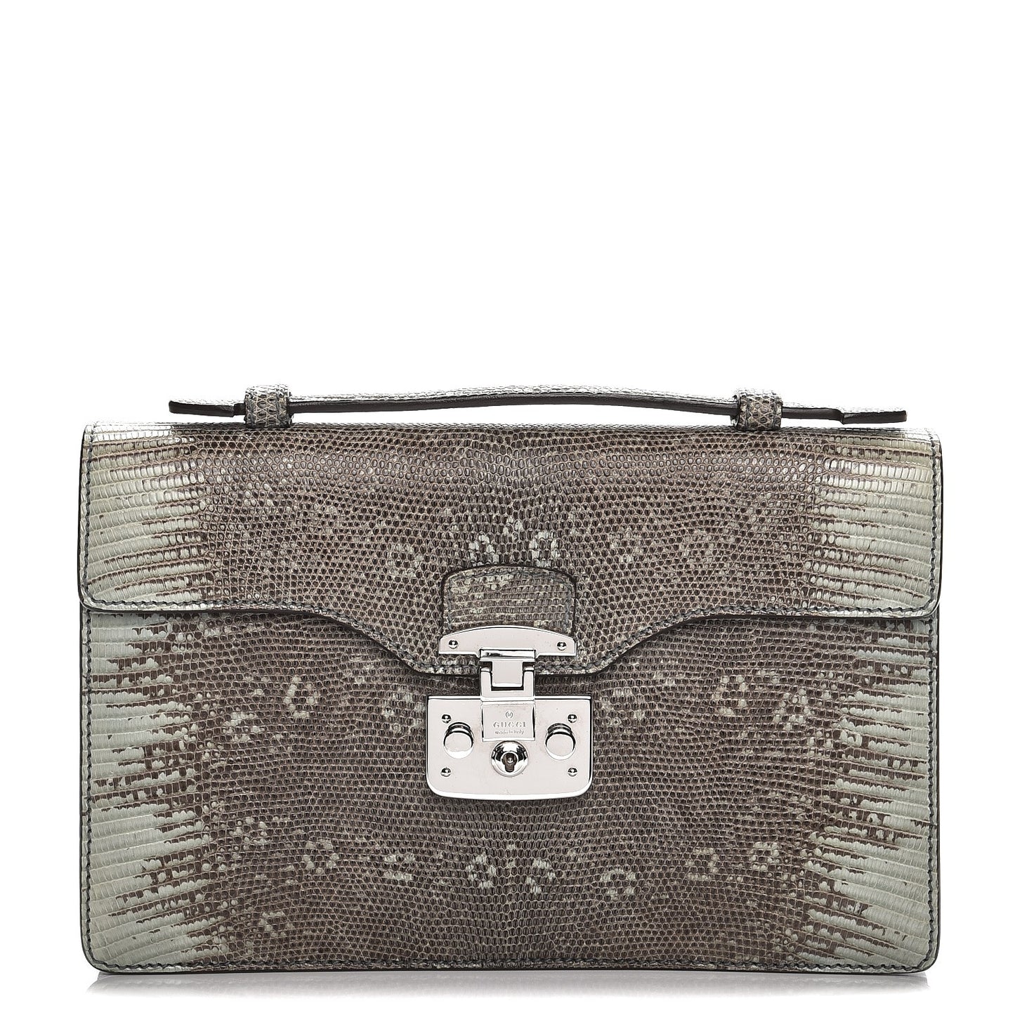 Lizard Small Lady Lock Briefcase Clutch
