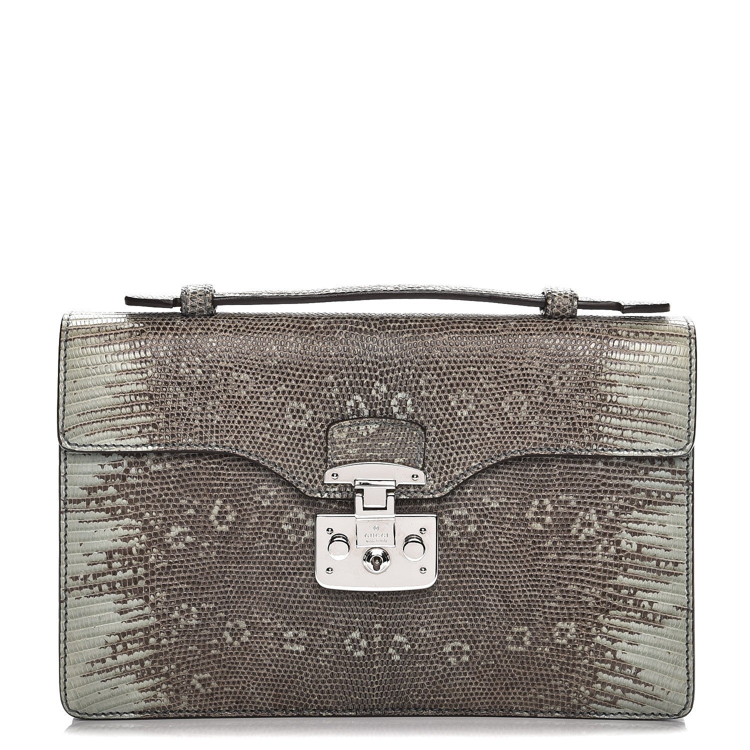 Gucci Lizard Small Lady Lock Briefcase Clutch 1 of 7