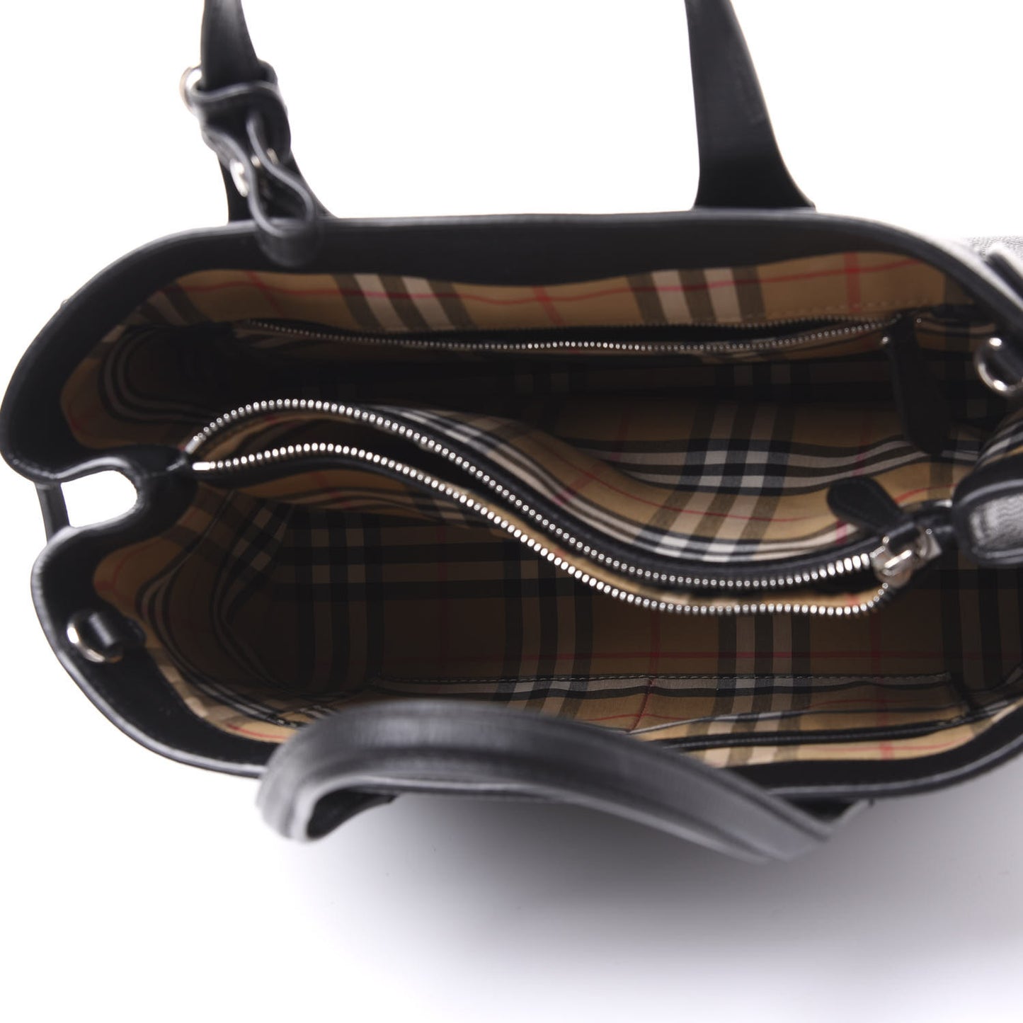 Derby Calfskin House Check Medium Banner Tote Black