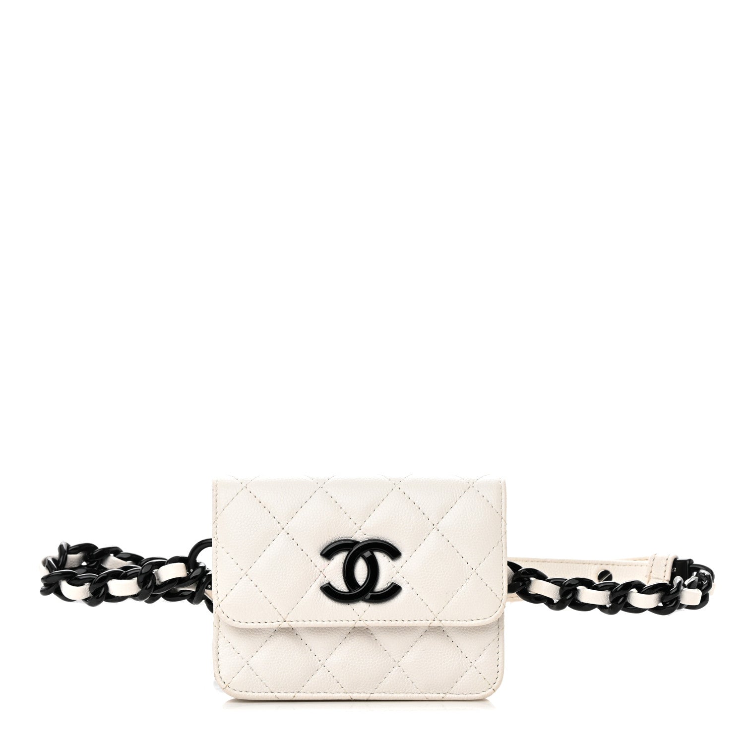 Chanel Caviar Quilted My Everything Belt Flap Card Holder White 1 of 16