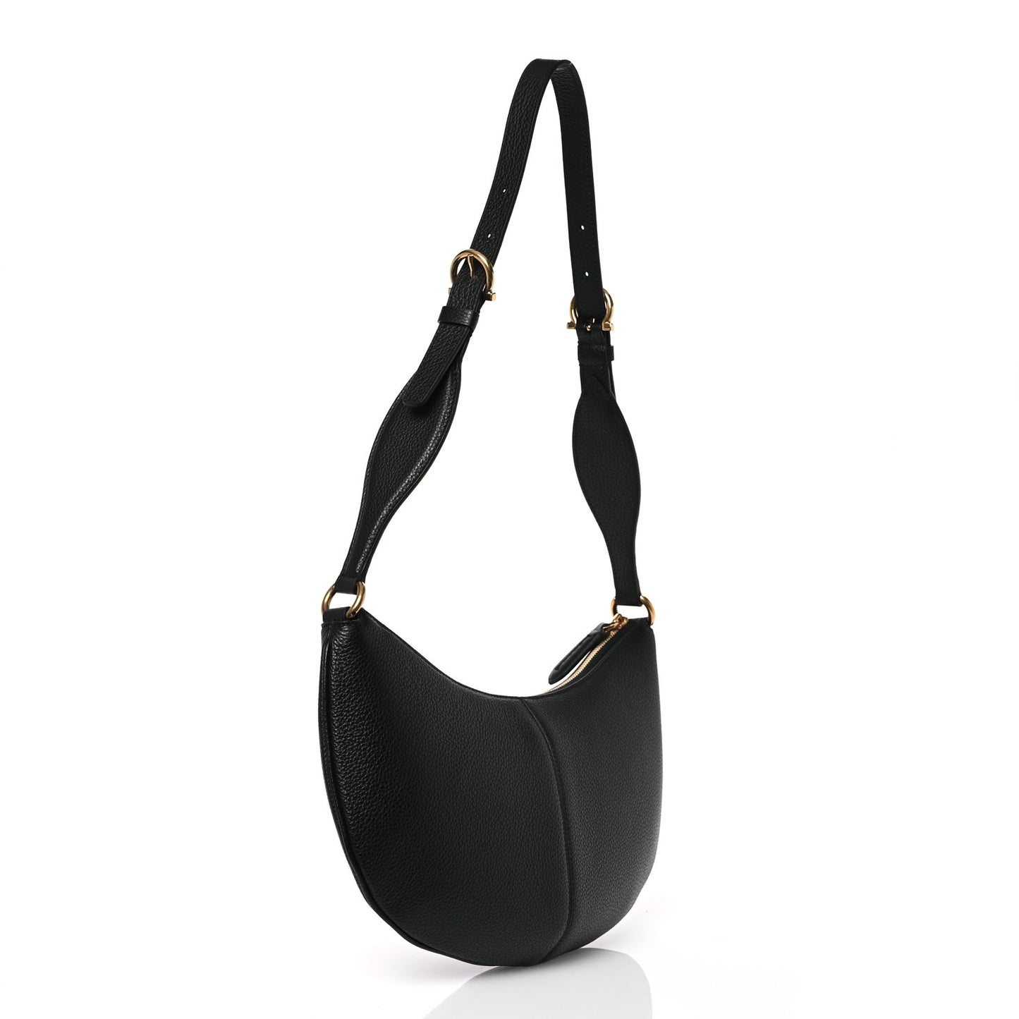 Calfskin Maxi Gancio Shoulder Bag Black