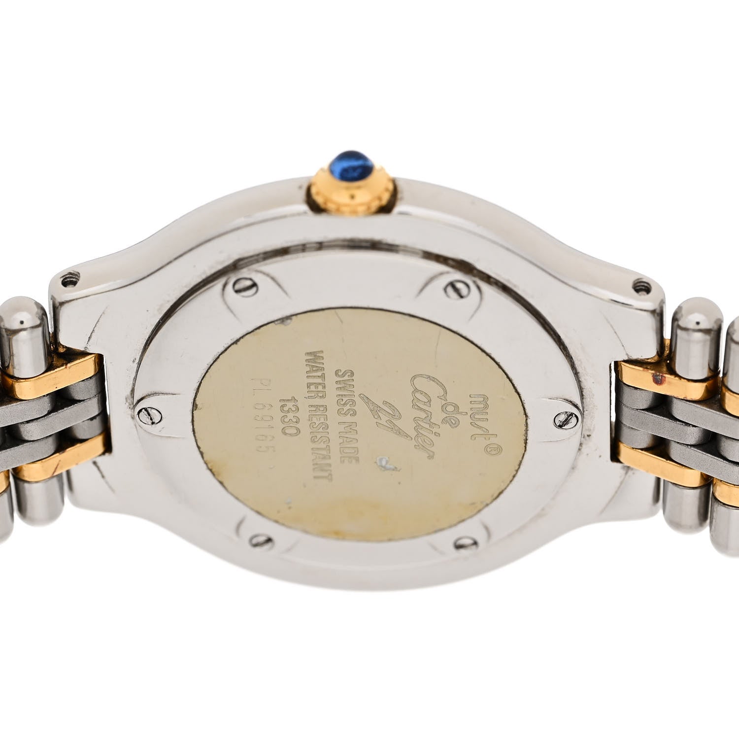 Cartier Stainless Steel 18K Yellow Gold 28mm Must De 21 Bullet Link Quartz Watch 4 of 6
