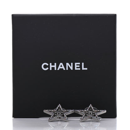 Chanel Ruthenium Crystal Star CC Earrings Iridescent Pink 4 of 4