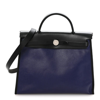 Hermes Toile H Berline Vache Hunter Herbag Zip PM 31 Bleu Saphir Black 1 of 11