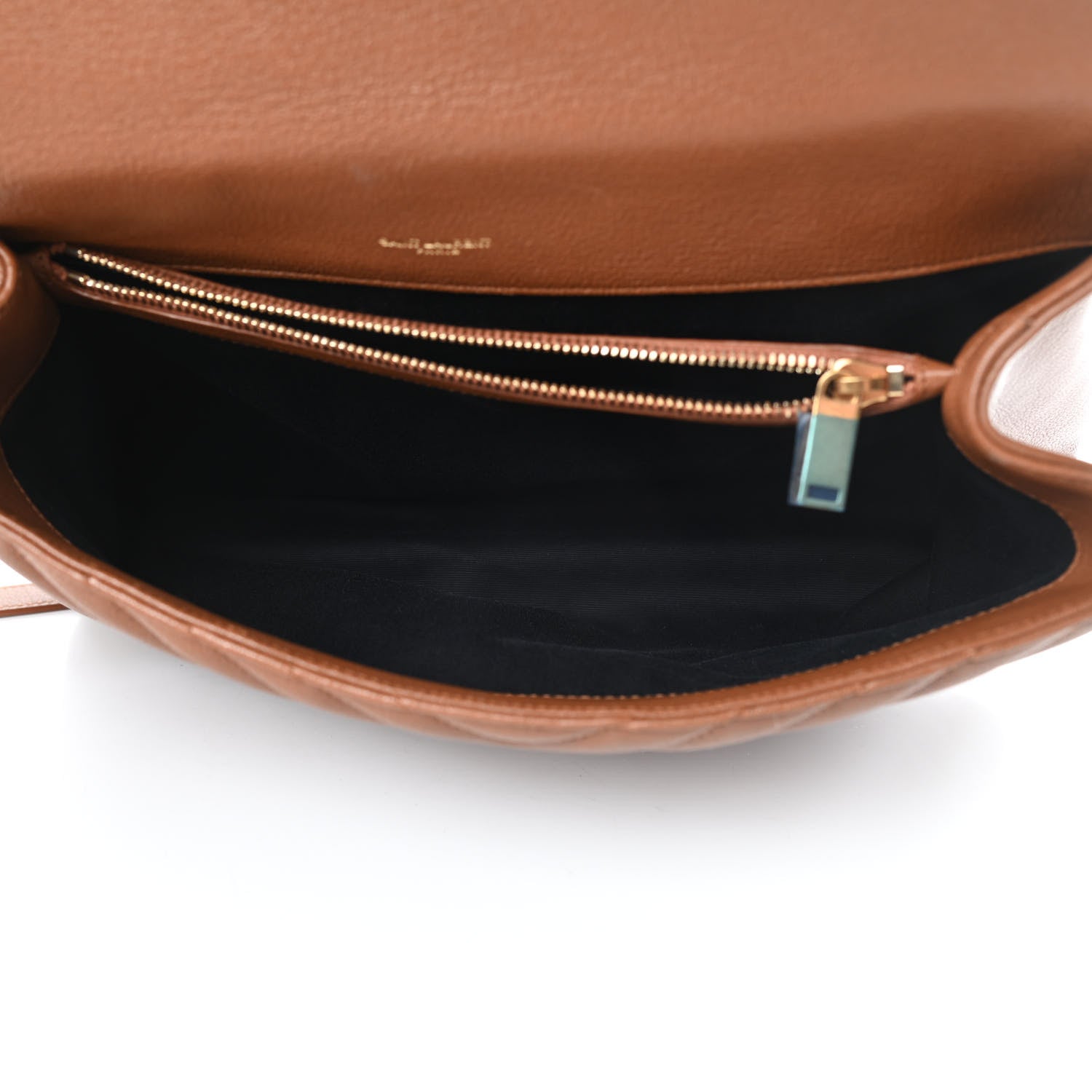 Saint Laurent Sheepskin Matelasse Chevron Monogram Large College Satchel Cognac 5 of 14