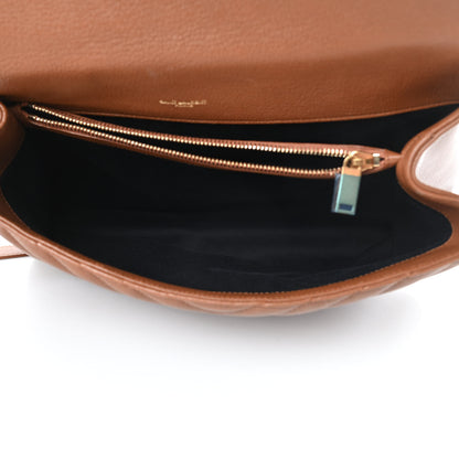 Saint Laurent Sheepskin Matelasse Chevron Monogram Large College Satchel Cognac 5 of 14