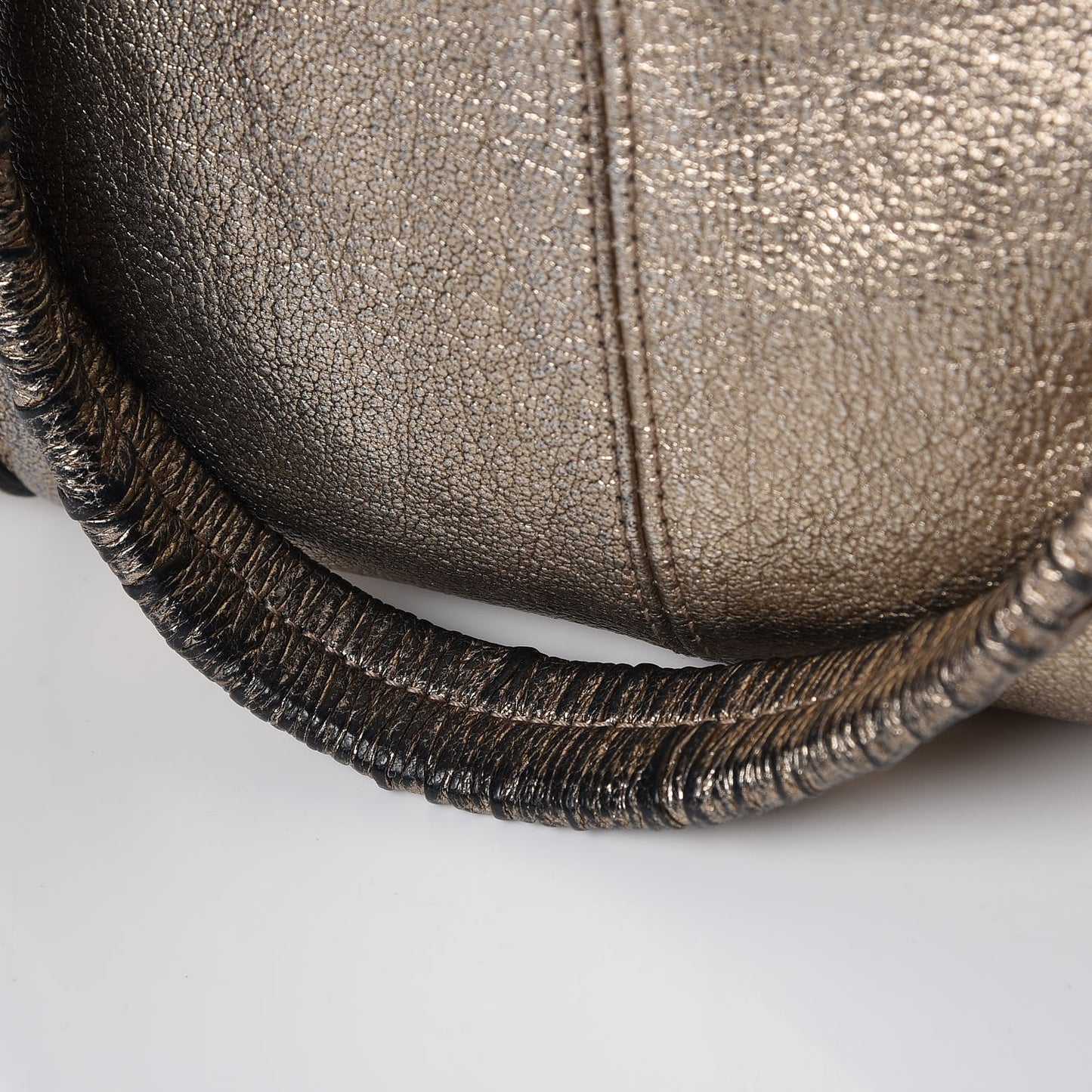 Metallic Grained Calfskin Small Curzon Satchel Gold