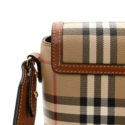 Burberry Coated Canvas Calfskin Vintage Check Medium Note Crossbody Bag Briar Brown 14 of 16