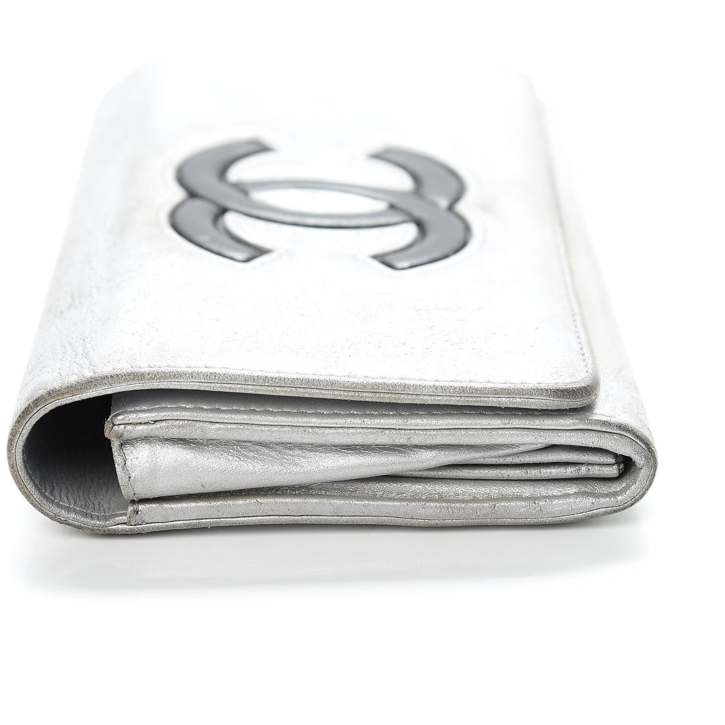 Lambskin Large CC Flap Wallet Silver
