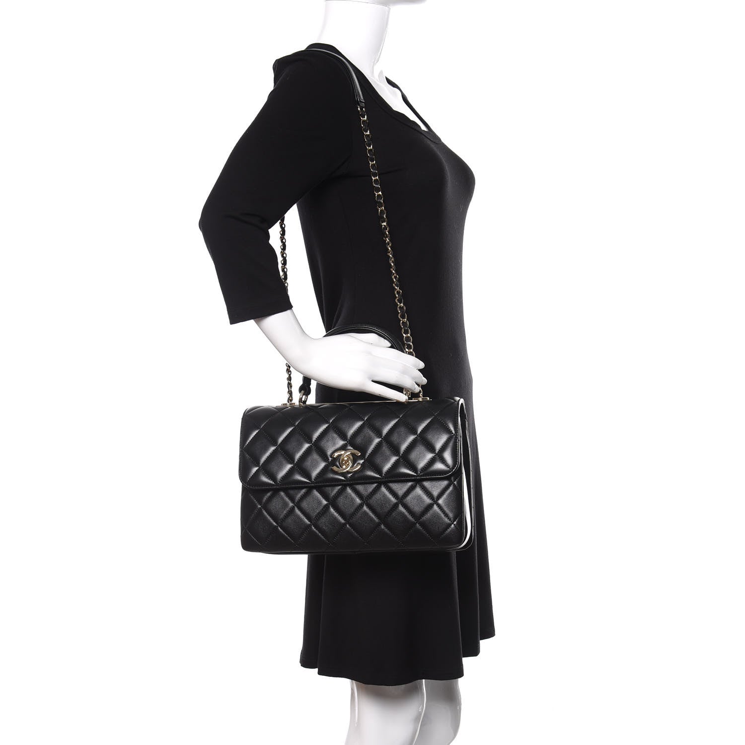 Chanel Lambskin Quilted Medium Trendy CC Flap Dual Handle Bag Black 2 of 11