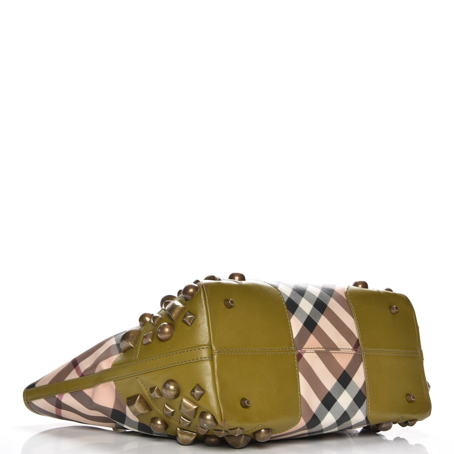 Burberry Nova Check Mega Stud Nickie Tote Green 4 of 12