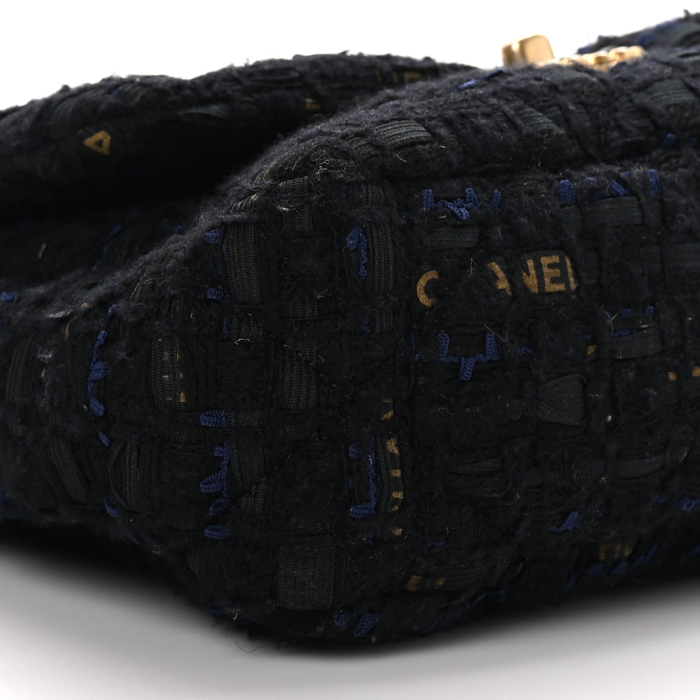 Tweed Quilted Medium Chanel 19 Flap Black Navy Gold