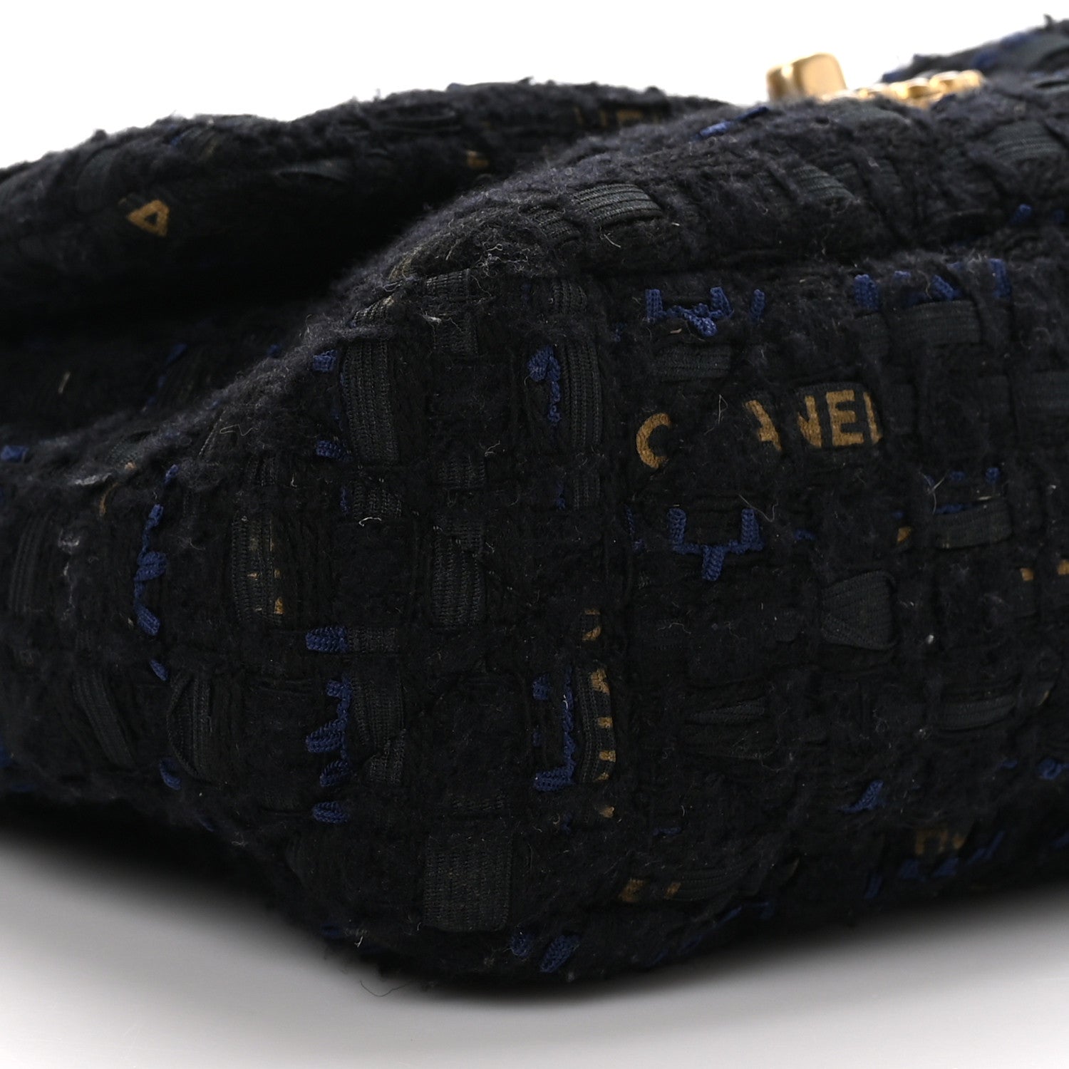 Chanel Tweed Quilted Medium Chanel 19 Flap Black Navy Gold 9 of 10