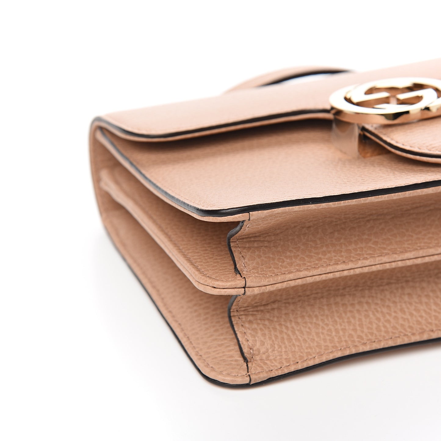 Dollar Calfskin Small Interlocking G Shoulder Bag Camelia