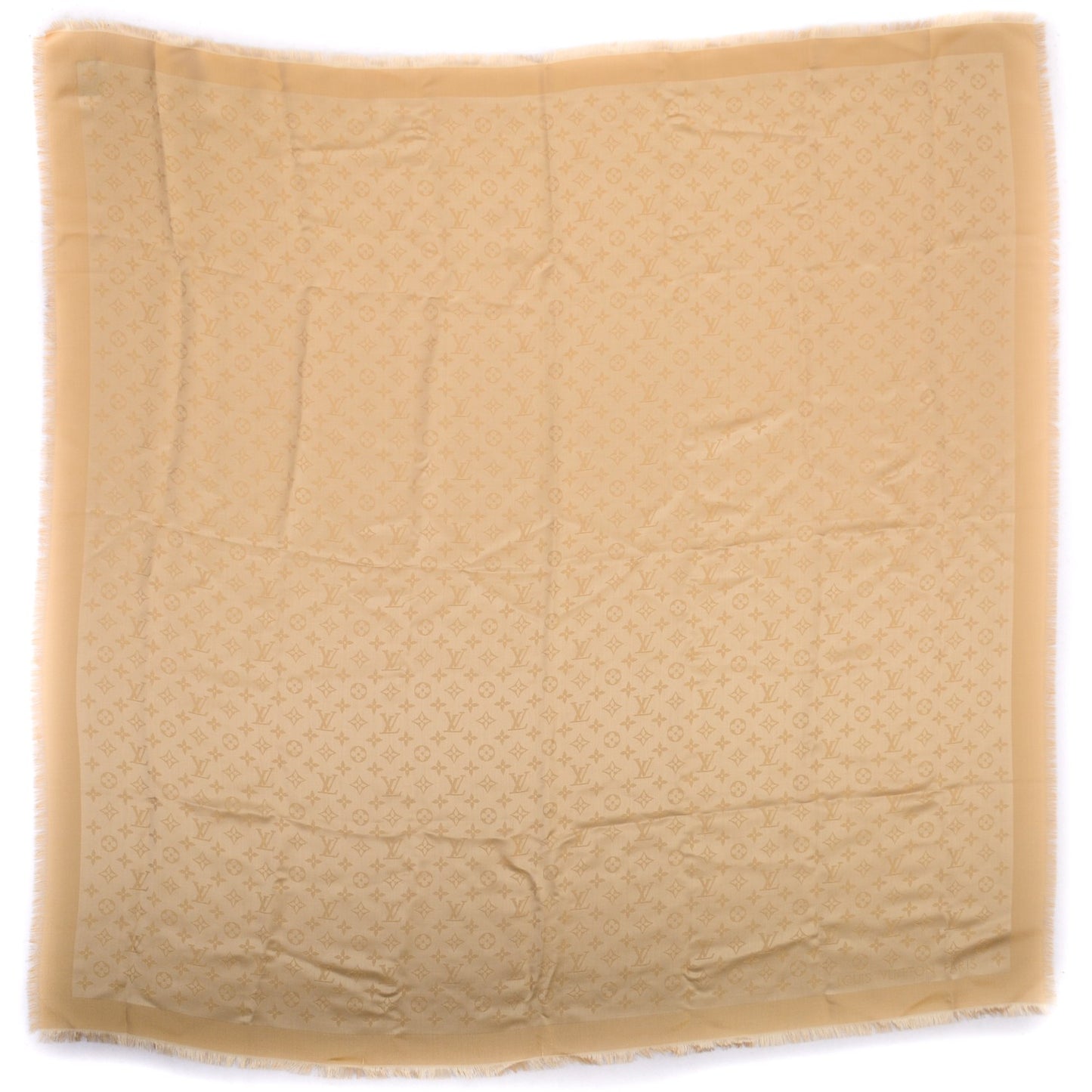 Silk Lurex Wool Monogram Shine Shawl Gold