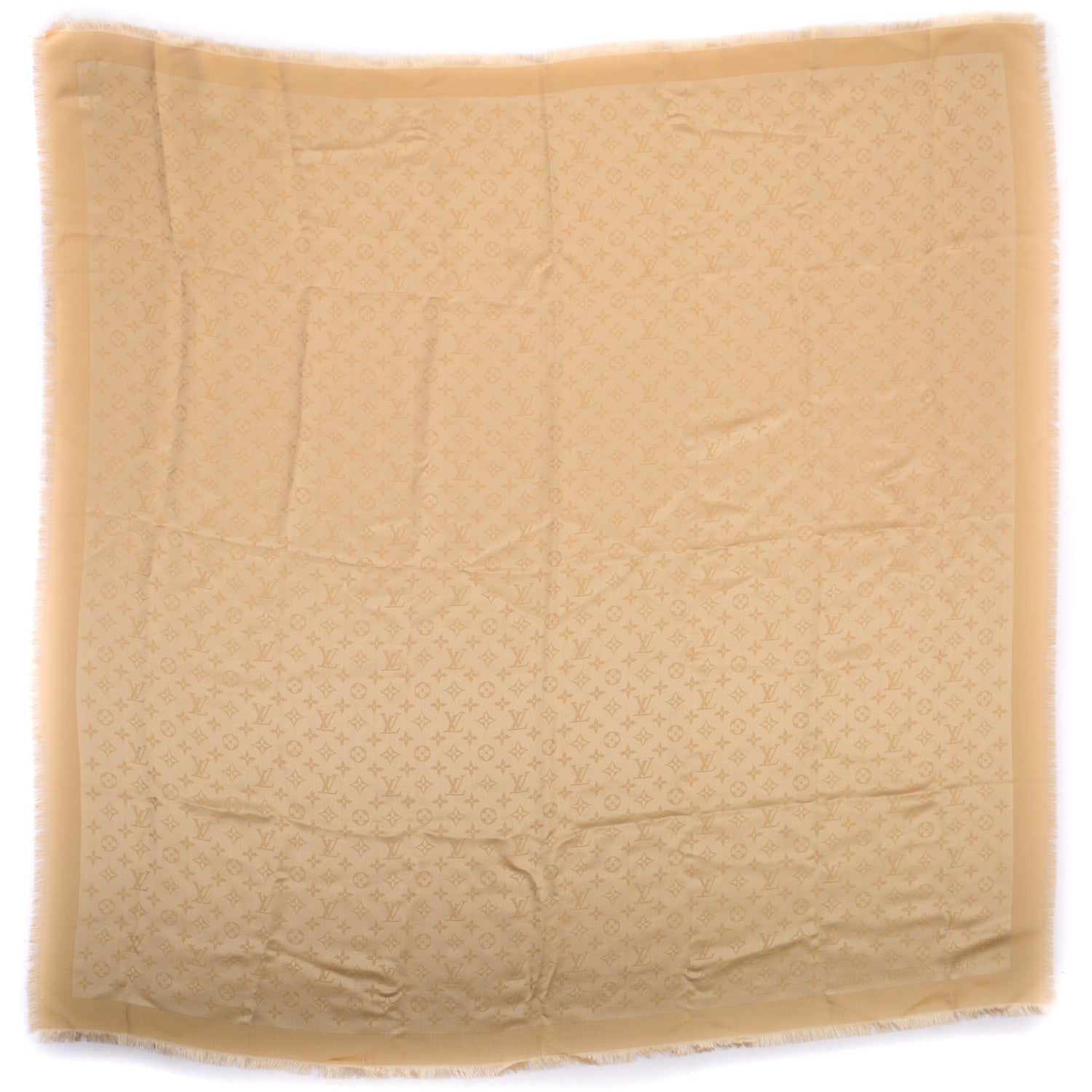 Louis Vuitton Silk Lurex Wool Monogram Shine Shawl Gold 1 of 5
