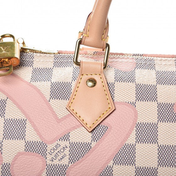 Damier Azur Tahitienne Speedy Bandouliere 30 Rose Ballerine