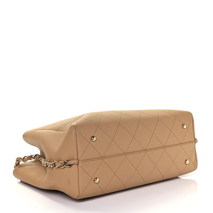 Chanel Bullskin Stitched Medium Shopping Bag Beige 4 of 9