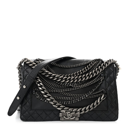 Chanel Calfskin Enchained New Medium Boy Flap Black 1 of 11