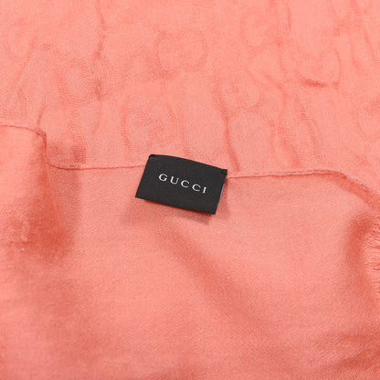 Gucci Wool Silk Fringe Monogram Shawl Scarf Pink 2 of 2